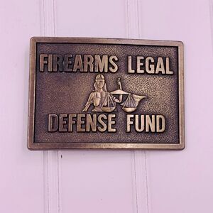 Vintage Firearms Legal Defense Fund Solid Brass Belt Buckle‎ 3.25"x2.5"